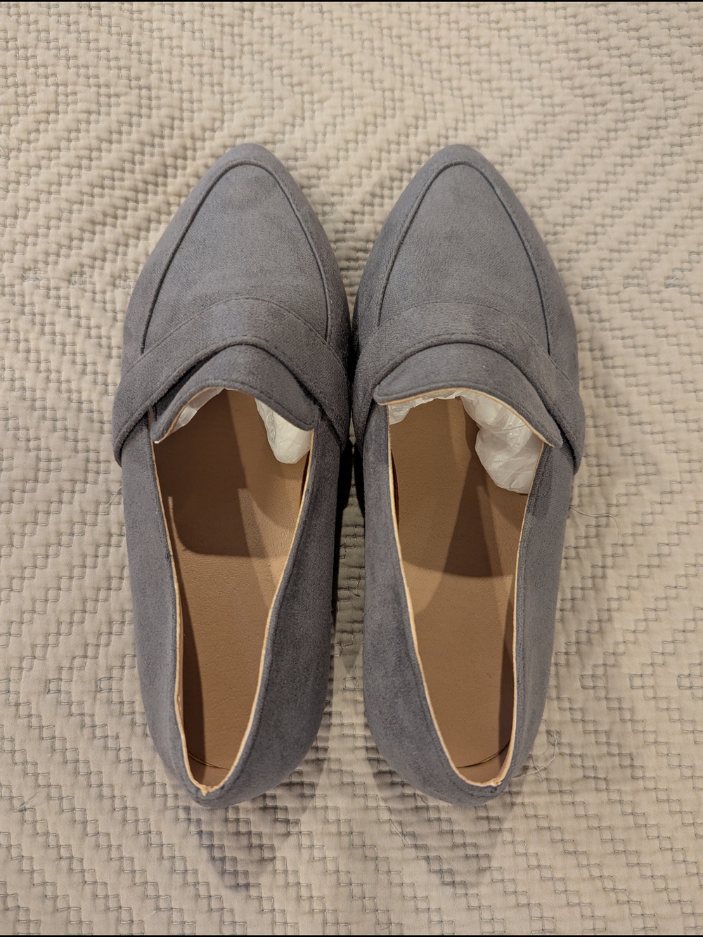 Grey Suede Slip-On Loafers